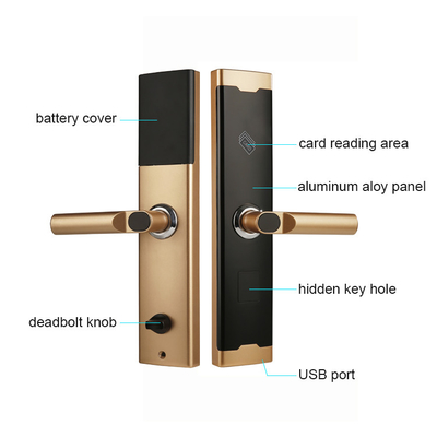 Fermetures de porte en acier inoxydable de couleur dorée de carte intelligente pour hôtel