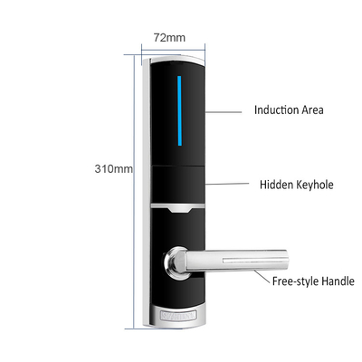 310*72mm Fermetures électroniques de portes intelligentes pour hôtels en alliage de zinc avec carte RFID et clé mécanique