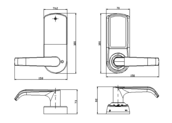 Fermetures de porte de carte à puce en alliage d'aluminium de couleur noire avec logiciel PC gratuit