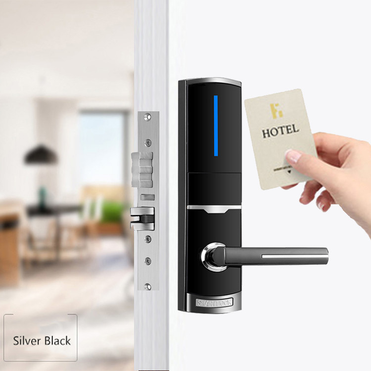 310*72mm Fermetures électroniques de portes intelligentes pour hôtels en alliage de zinc avec carte RFID et clé mécanique