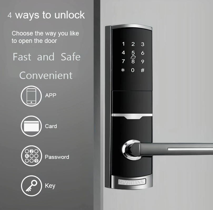4 en 1 entrée sans clé mot de passe appartement porte intelligente verrouillage avec 4pcs batterie AA