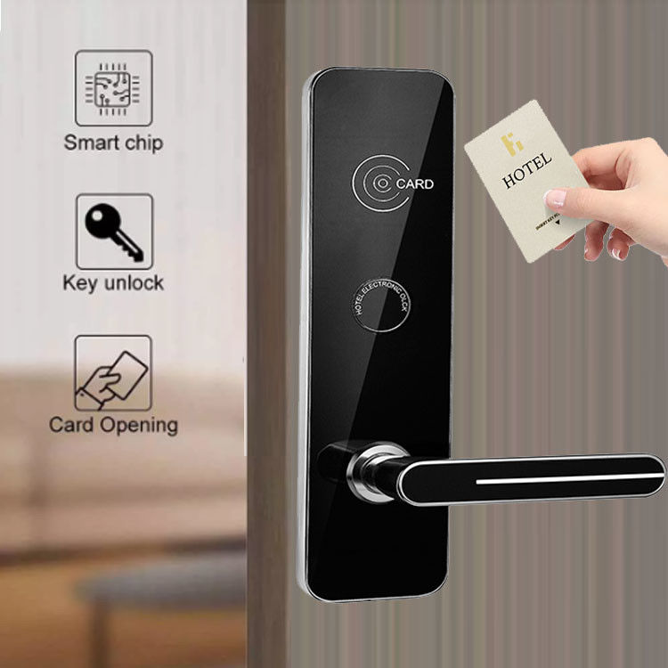 Carte de clé RFID noire Hôtel serrures de porte intelligentes avec logiciel gratuit de gestion d'hôtel