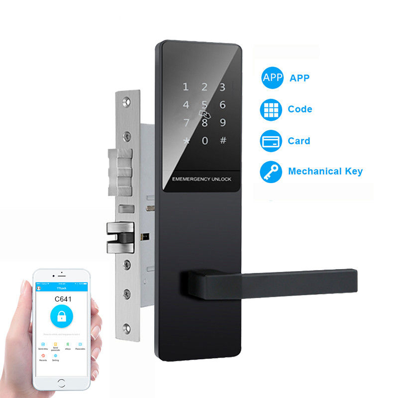 Clavier tactile de couleur noire Appartement Smart Door Lock pour la porte d'entrée